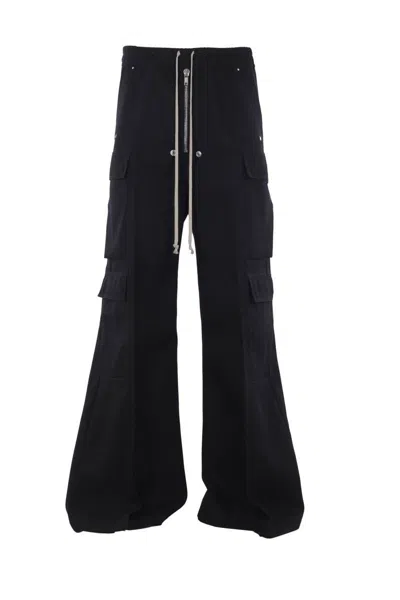 Rick Owens Black Concordians Cargobelas Cargo Pants In Black