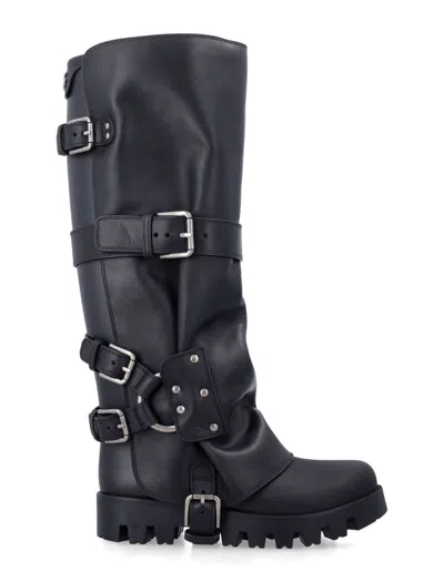 Dolce & Gabbana Black Ankle Boots With Adjustable Buckle Straps And Logo Plaque On The Back In Leather Woman In Black