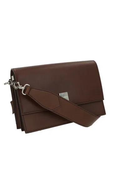 Max Mara Structured Shoulder Bag Top Handle Design In Brown