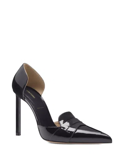 Tom Ford Glossy Pointed Toe Patent Leather Pumps In Animal Print
