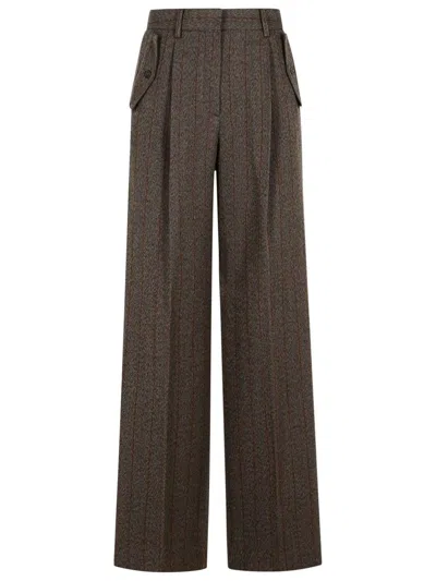 Golden Goose Wide Leg Trousers Pleated Front And Pockets In Multi