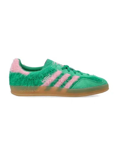 Adidas Originals Gazelle Indoor Suede-trimmed Brushed-knit Sneakers In Green