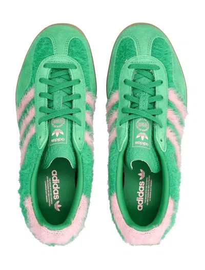 Adidas Originals Gazelle Indoor Suede-trimmed Brushed-knit Sneakers In Green