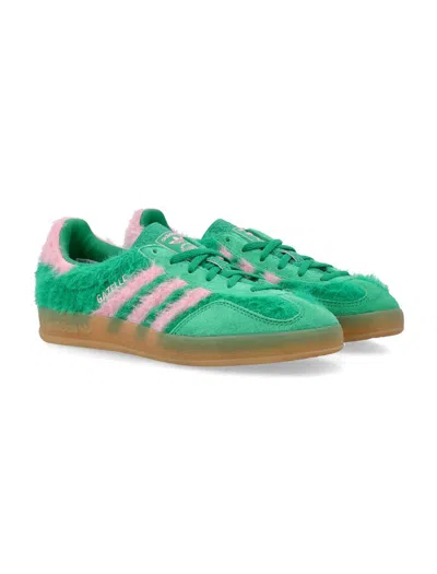 Adidas Originals Gazelle Indoor Suede-trimmed Brushed-knit Sneakers In Green