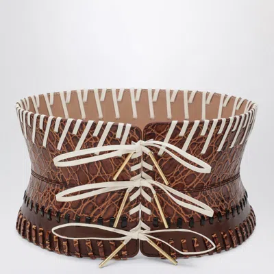 Dries Van Noten Light Corset Belt In Brown