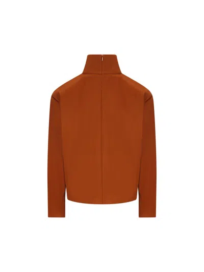 Saint Laurent Structured Shoulder Sweater Sweaters And Cardigans Orange In Brown