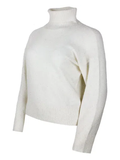 Fabiana Filippi Sequin Embellished Turtleneck Knitwear Top In White