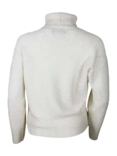 Fabiana Filippi Sequin Embellished Turtleneck Knitwear Top In White