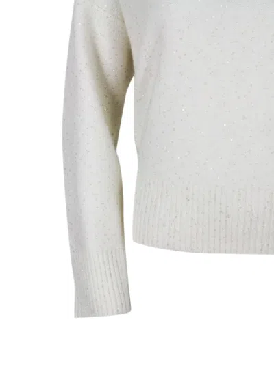 Fabiana Filippi Sequin Embellished Turtleneck Knitwear Top In White