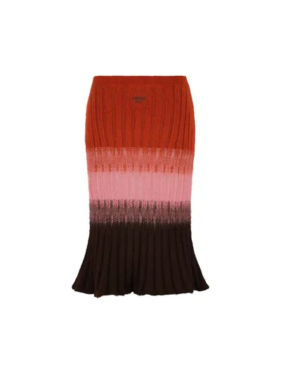 Fendi Gradient Mohair And Wool High-waisted Midi Skirt Clothing In Multi