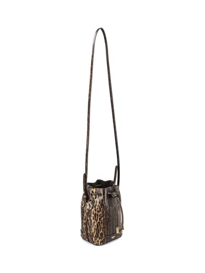 Fendi Drawstring-closure Leopard-print Bucket Bag In Brown