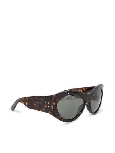 Saint Laurent Geometric-frame Tortoiseshell Sunglasses In Brown