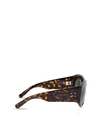 Saint Laurent Geometric-frame Tortoiseshell Sunglasses In Brown