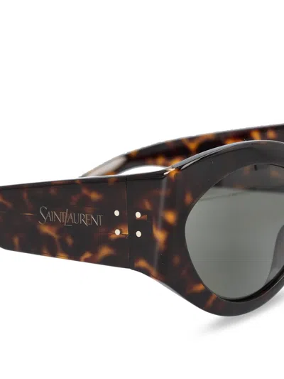 Saint Laurent Geometric-frame Tortoiseshell Sunglasses In Brown