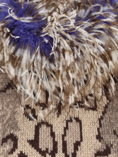 Valentino Kaschmirkleid Mit Animalprint Und Federn Frau Animalier S In Multi