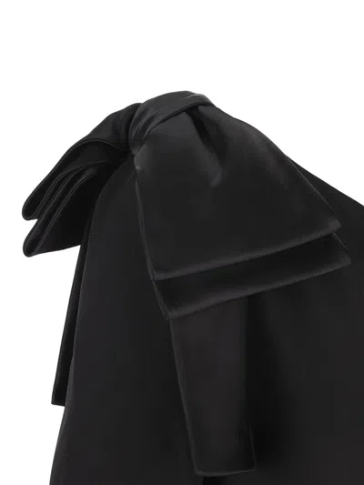 Valentino One-shoulder Long-sleeve Ruffle Mini Dress In Black