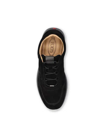 Tod's Red Dot Sneakers In Pashmy Suede Shoes In Black