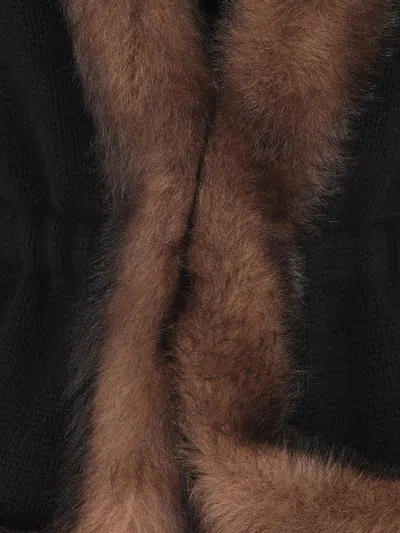 Valentino Shearling-trimmed Cashmere Jacket In Black