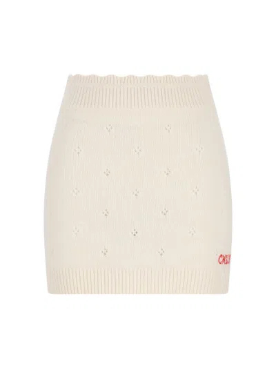 Chloé Chloe Pointelle Wool And Cashmere Miniskirt In Neutral