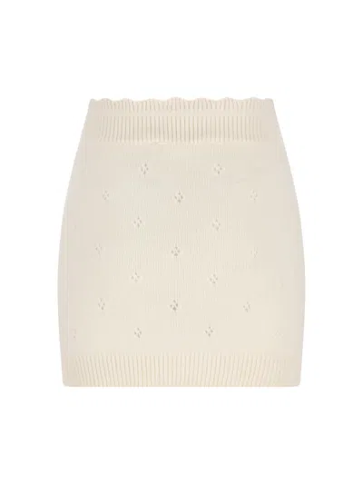 Chloé Chloe Pointelle Wool And Cashmere Miniskirt In Neutral