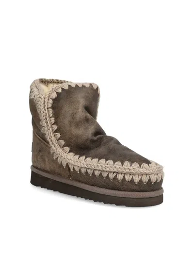 Mou Crochet-trim Boots In Gray