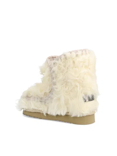 Mou White Sheepskin Ankle Boots In Yellow