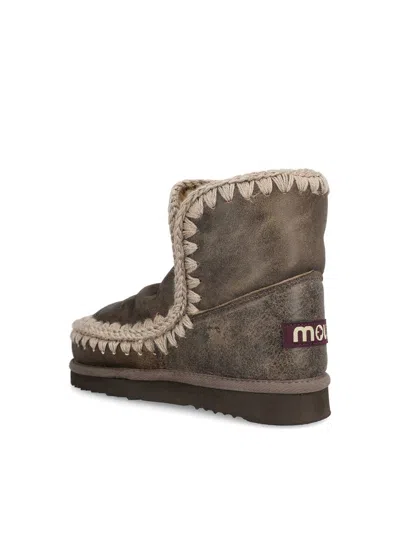 Mou Crochet-trim Boots In Gray