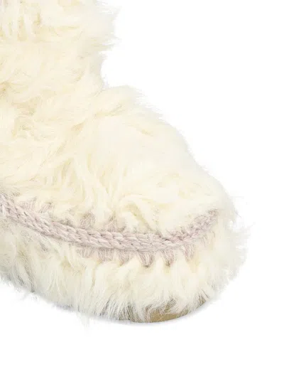 Mou White Sheepskin Ankle Boots In Yellow