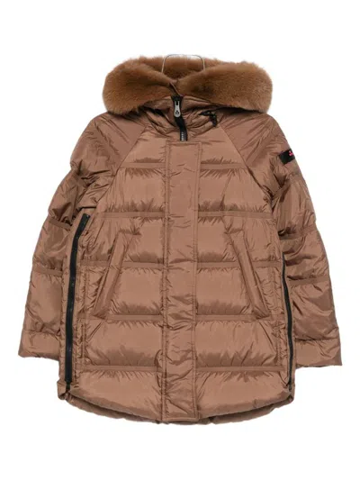 Peuterey Logo-patch Parka Coat In Brown