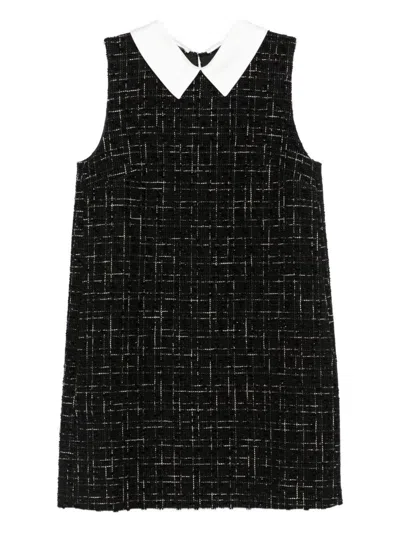 Cenere Collared Tweed Dress In Black