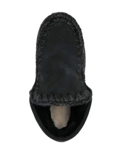 Mou Moccasin-inspired Ankle Boots With Whipstitch Detailing In Black