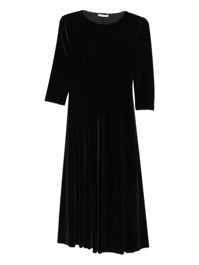 Cenere Round-neck Midi Dress In Black