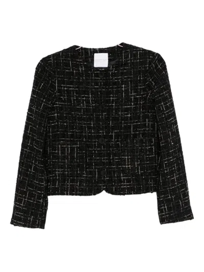 Cenere Button-down Tweed Jacket In Multi