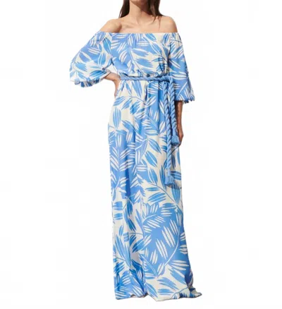 Figue Stevie Maxi Dress In Duo Leaf Surf Blue In Blue