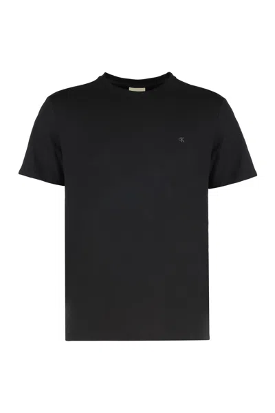 Calvin Klein T-shirt Crew Neck In Cotton In Black