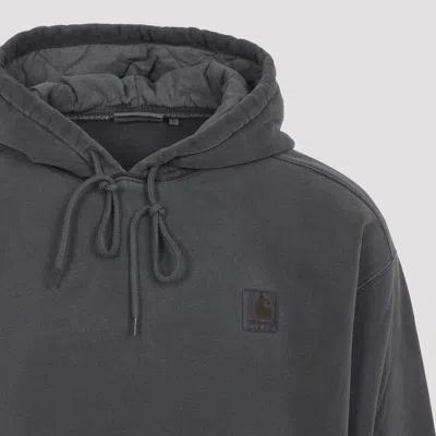Carhartt Hooded Cotton Vista Sweater With Tonal Details And Logo Patch In Gray