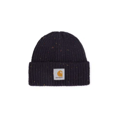 Carhartt Wip Speckled Lokers Black Wool Anglistic Beanie In Blue
