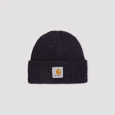 Carhartt Wip Speckled Lokers Black Wool Anglistic Beanie In Blue