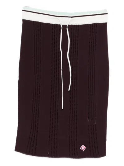 Casablanca Ribbed-knit Cotton Midi Skirt In Brown