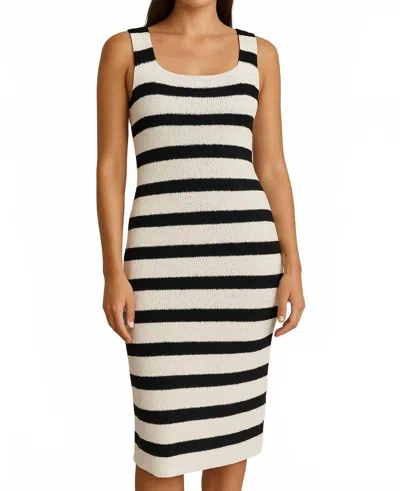 Studio By Workshop Stripe Mididress In Black/cream In Multi