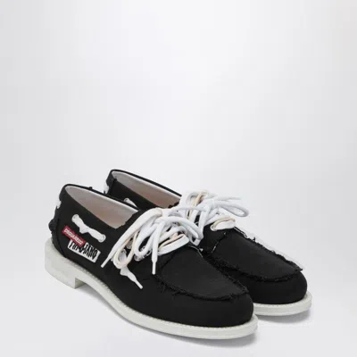 Dsquared2 D2 X Magliano Black Loafers With Logo Patch On The Side And Front Laces In Cotton Man In Black