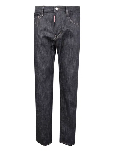 Dsquared2 Belted Contrast Stitched Five-pocket Trousers In Gray