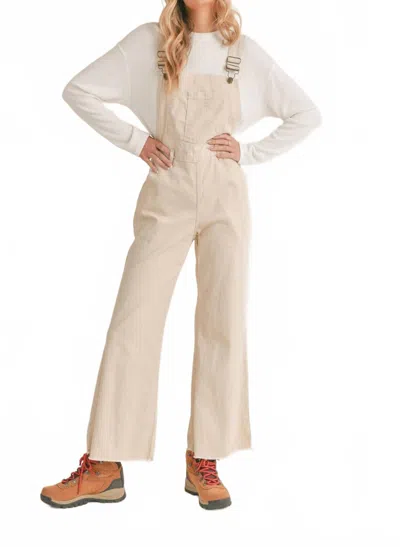 Sadie & Sage Frankie Denim Wide Leg Overalls In Cream In Neutral