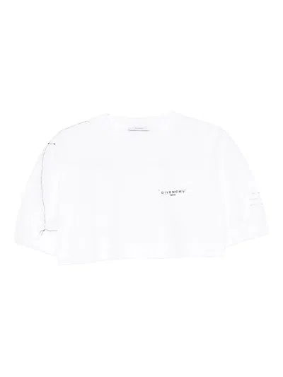 Givenchy Cropped Fit T-shirt In Cotton With Stamp Print Clothing In Multi