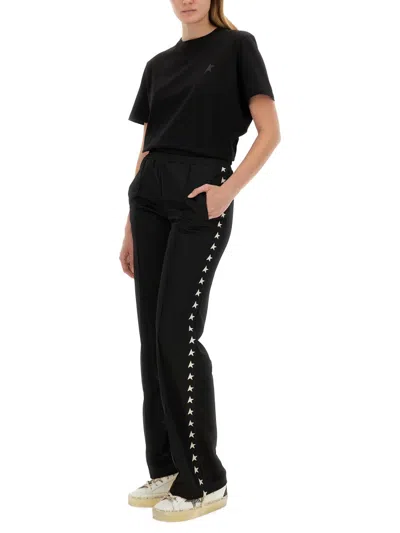 Golden Goose Black Logo-embroidered Short-sleeved T-shirt In Black