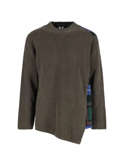 Comme Des Garçons Homme Deux Tartan-panelled Wool Sweater In Green