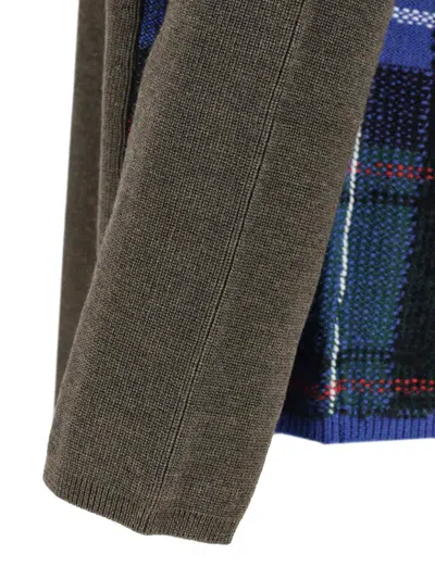 Comme Des Garçons Homme Deux Tartan-panelled Wool Sweater In Green