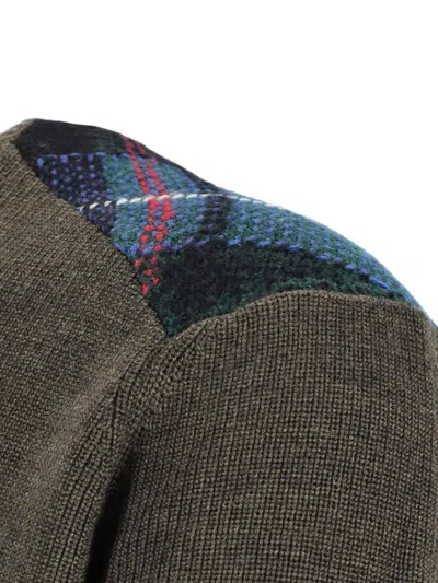 Comme Des Garçons Homme Deux Tartan-panelled Wool Sweater In Green