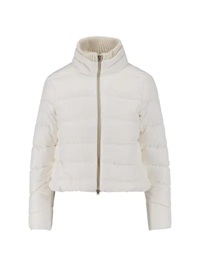 Herno Quilted Jacket With High Collar And Long Sleeves In White