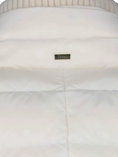 Herno Quilted Jacket With High Collar And Long Sleeves In White